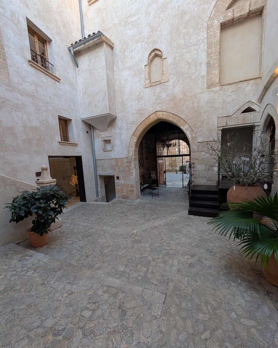 A stone-arched passage and doorway leading deeper into the house